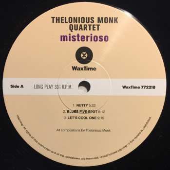 LP The Thelonious Monk Quartet: Misterioso LTD 80126