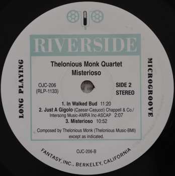 LP The Thelonious Monk Quartet: Misterioso 324014