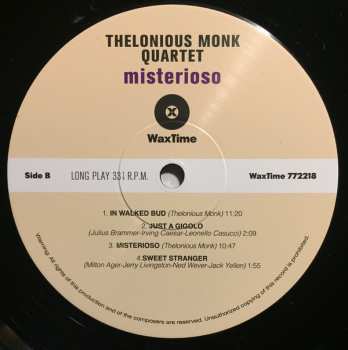 LP The Thelonious Monk Quartet: Misterioso LTD 80126
