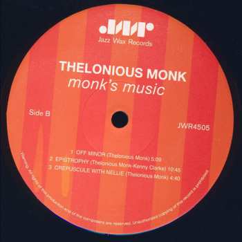 LP Thelonious Monk Septet: Monk's Music LTD 63483