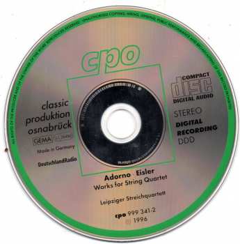 CD Theodor W. Adorno: Works For String Quartet 180904