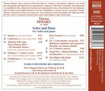CD Thomas Simaku: Solos And Duos For Violin And Piano 221473