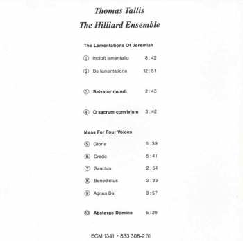 CD Thomas Tallis: The Lamentations Of Jeremiah 358980
