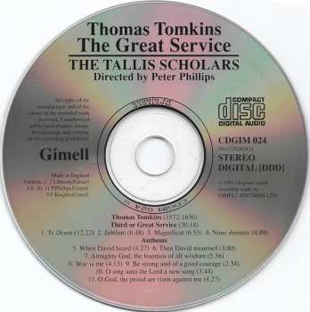 CD Thomas Tomkins: The Great Service 450238