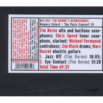 CD Tim Berne's Bloodcount: Memory Select: The Paris Concert III 152528