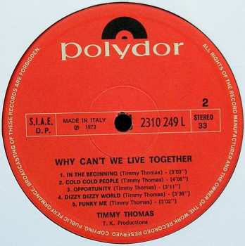 LP Timmy Thomas: Why Can't We Live Together CLR 487080