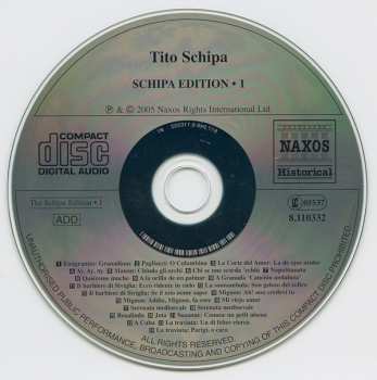 CD Tito Schipa: The Complete 1922-1924 Recordings, Vol. 1 322890