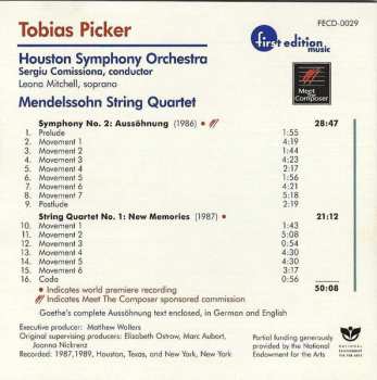 CD Tobias Picker: Symphony No. 2 / String Quartet No. 1