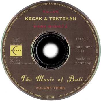 CD Tojan: Kecak & Tektekan (The Music Of Bali - Volume Three) 463950