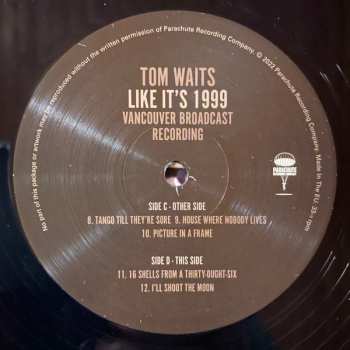 2LP Tom Waits: Like It's 1999 - Vancouver Broadcast Recording 513001