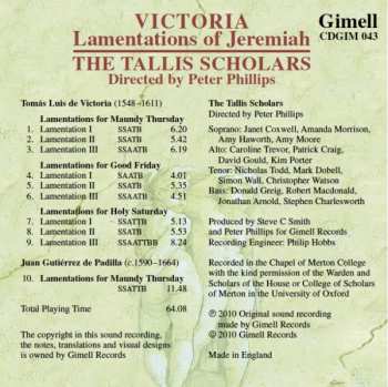 CD Tomás Luis De Victoria: Lamentations Of Jeremiah 338188