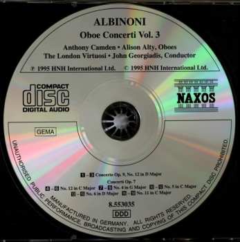 CD Tomaso Albinoni: Oboe Concerti Vol. 3 365143
