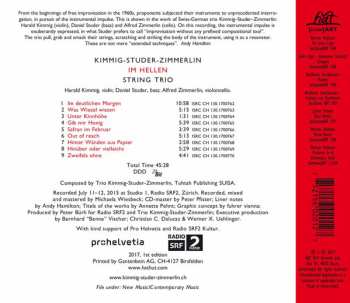 CD Trio Kimmig-Studer-Zimmerlin: Im Hellen - String Trio 318104