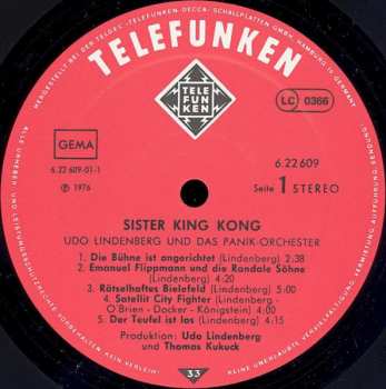 LP Udo Lindenberg Und Das Panikorchester: Sister King Kong (ROZVÍRACÍ GATEFOLD) 125938