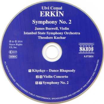 CD Ulvi Cemal Erkin: Symphony No. 2 / Violin Concerto / Köçekçe – Dance Rhapsody 456706