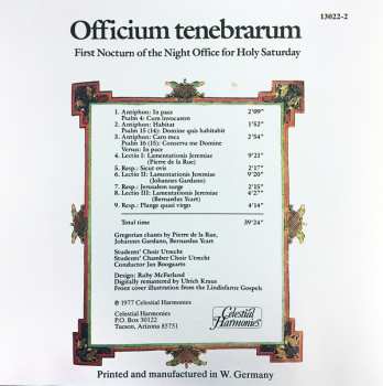 CD Utrechts Studenten Gregoriaans Koor: Officium Tenebrarum 426718