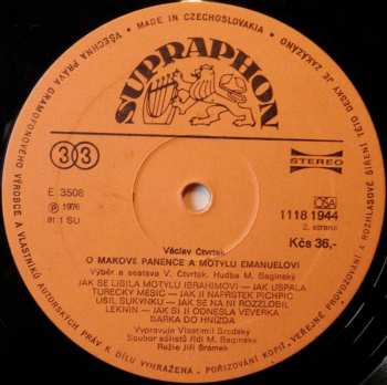 LP Václav Čtvrtek: O Makové Panence A Motýlu Emanuelovi