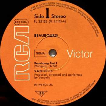 LP Vangelis: Beaubourg