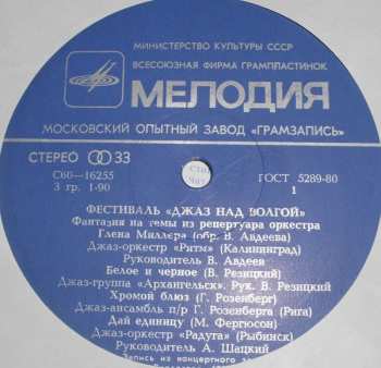 LP Various: Фестиваль «Джаз Над Волгой» 537409