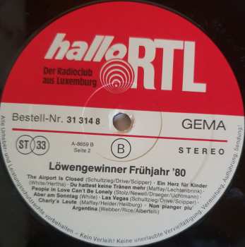 LP Various: Die Löwengewinner Frühjahr '80 396018