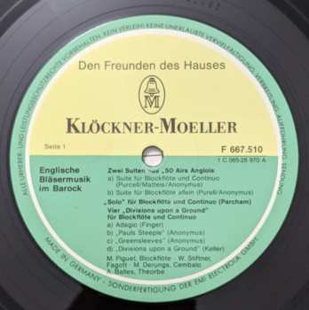 LP Various: Englische Bläsermusik Im Barock 533897