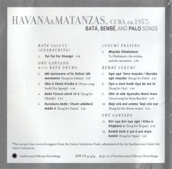 CD Various: Havana & Matanzas, Cuba, Ca.1957: Batá, Bembé, And Palo Songs  357086