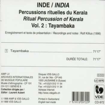 CD Various: Inde = India: Percussions Rituelles Du Kerala = Ritual Percussions Of Kerala • Vol. 2: Tayambaka 323198