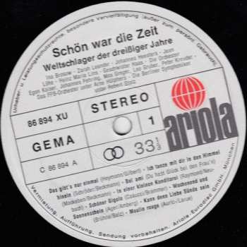 2LP Various: Schön War Die Zeit (Weltschlager Der 30er Jahre) 528539