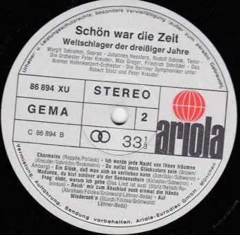 2LP Various: Schön War Die Zeit (Weltschlager Der 30er Jahre) 528539