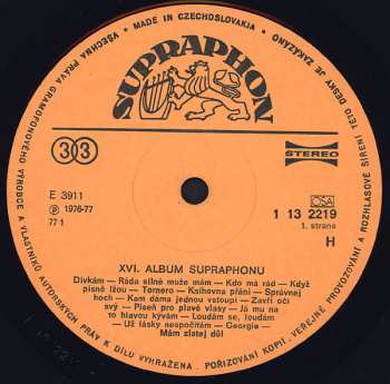 LP Various: XVI. Album Supraphonu 130378