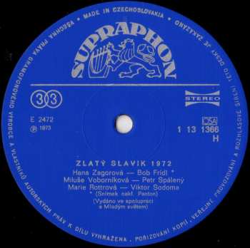 LP Various: Zlatý Slavík 1972 308403