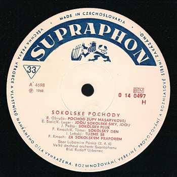 LP Velký Dechový Orchestr Supraphonu: Sokolské Pochody