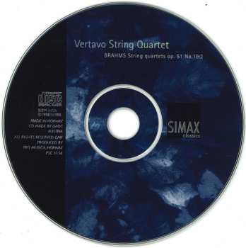 CD Johannes Brahms: String Quartets Op.51  No.1 & 2