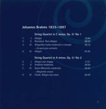 CD Johannes Brahms: String Quartets Op.51  No.1 & 2