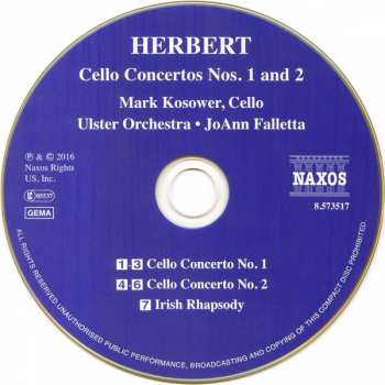 CD Victor Herbert: Cello Concertos Nos. 1 And 2 / Irish Rhapsody 113919