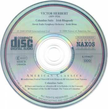 CD Victor Herbert: Victor Herbert: Columbus Suite, Irish Rhapsody, Auditorium Festival March 314339
