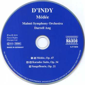 CD Vincent d'Indy: Médée • Karadec Suite • Sugefleurie 326329