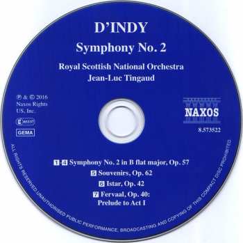 CD Vincent d'Indy: Symphony No. 2 • Souvenirs • Istar 111630