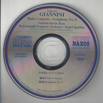 CD Vittorio Giannini: Piano Concerto • Symphony No. 4 523198