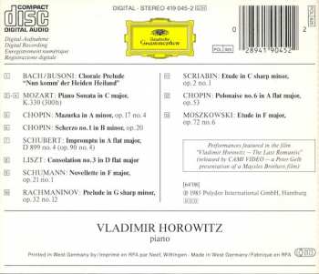 CD Vladimir Horowitz: Bach/Busoni · Chopin · Liszt · Moszkowski · Mozart · Rachmaninov · Schubert · Schumann · Scriabin 426792