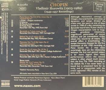 CD Vladimir Horowitz: Piano Sonata No. 2 / Ballade No. 4 (1949 And 1952 Recordings) 318817