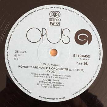 LP Wolfgang Amadeus Mozart: Concertos For Violin And Orchester - No. 1 In B Flat Major KV 207 / No. 2 in D Major KV 211