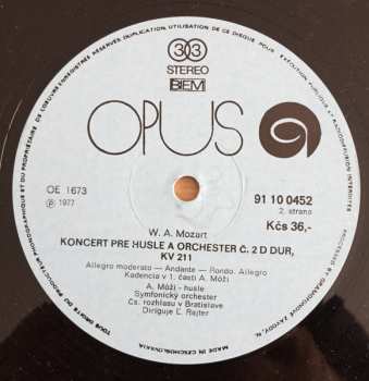 LP Wolfgang Amadeus Mozart: Concertos For Violin And Orchester - No. 1 In B Flat Major KV 207 / No. 2 in D Major KV 211