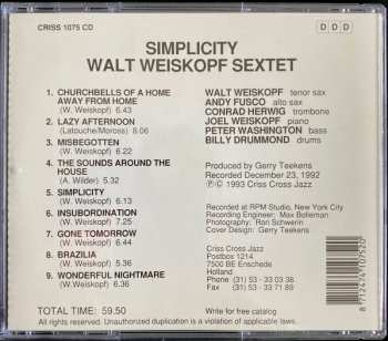 CD Walt Weiskopf Sextet: Simplicity 519214