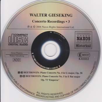 CD Walter Gieseking: Concerto Recordings 3 114677