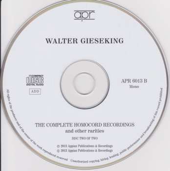 2CD Walter Gieseking: The Complete Homocord Recordings And Other Rarities 316485