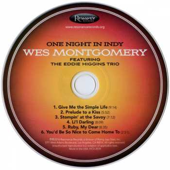 CD Wes Montgomery: One Night In Indy 301664