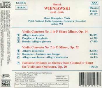CD Henryk Wieniawski: Violin Concertos Nos. 1 And 2 / Faust Fantasy 469678