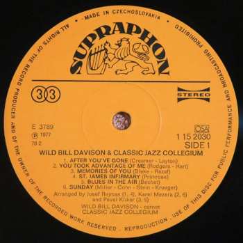 LP Wild Bill Davison: Wild Bill Davison & Classic Jazz Collegium 425470