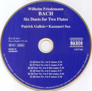 CD Wilhelm Friedemann Bach: Duets For Two Flutes 221550